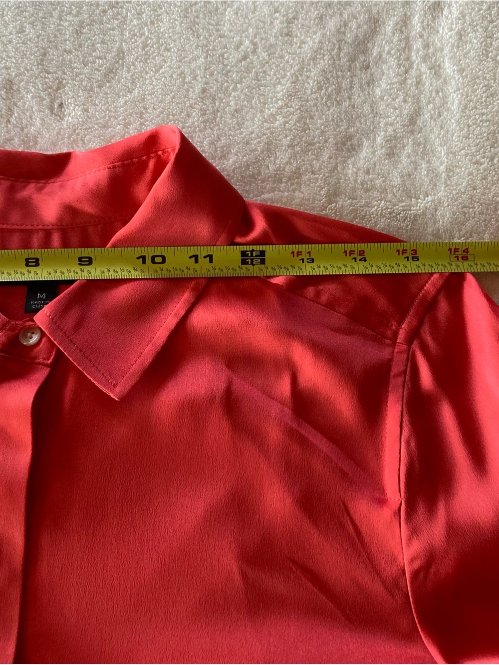 Banana Republic TieWaist Shirtdress, Bright Coral Sz M. Satiny Polyester.#796756 - Picture 4 of 14